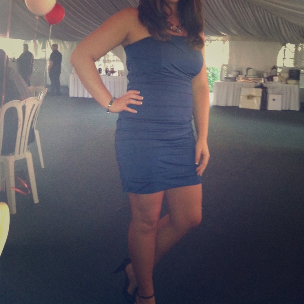 Navy Blue Strapless Dress